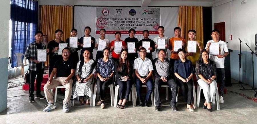 Participants and officials of the weeklong training on air rifle and air pistol shooting held at Ladybird School Shooting Academy, Khelo India Centre from June 19 to 24.